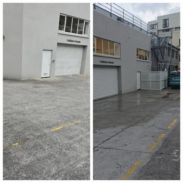 Car park and roller door frontage