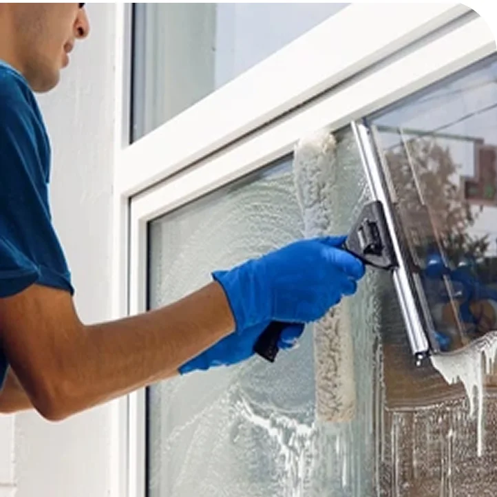 Squeegeeing a window clean